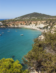 Fototapeta na wymiar Blue sea at Ibiza