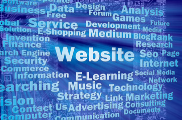 Obraz premium Website concept in blue virtual space