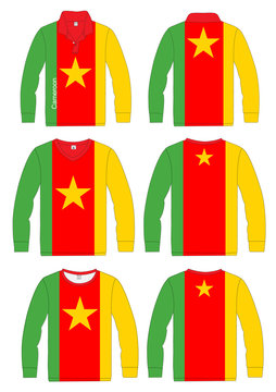 Shirt Long-sleeved sport in Cameroon Flag