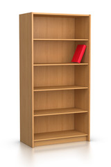 Red book in Empty Bookshelf