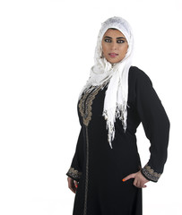 arabian lady wearing tradition islamic outfit with hijab