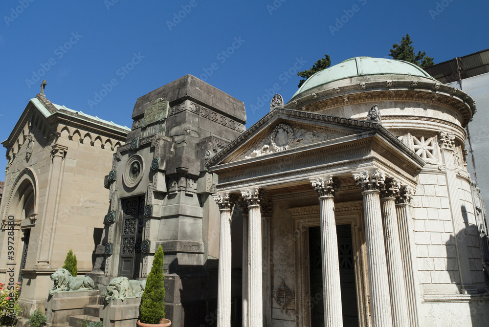 Wall mural Tombs in spectacular Cemetery in Florence Italy