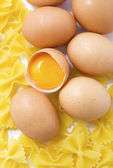 raw eggs and pasta