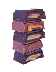 Stack of chocolate pieces