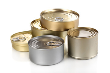 Tin cans isolated on white