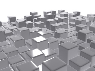Fototapeta na wymiar 3d abstract background glossy grey cubes