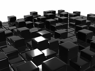 Fototapeta premium 3d abstract background glossy black cubes