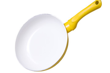 Yellow pan on a white background