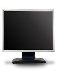 One computer LCD monitor with black screen.