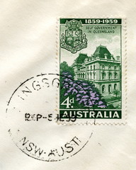Vintage australian postage stamp "Centenary of Queensland"