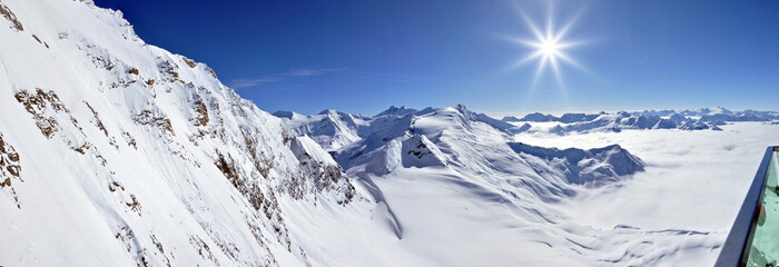Panorama in Kitzsteinhorn ski resort, Austrian Alps