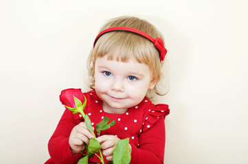 little girl with rose