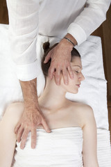 Fototapeta na wymiar neck stretching massage