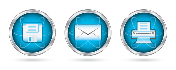 Save mail print icon set buttons
