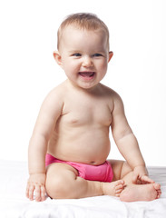 happy baby with washable diapers