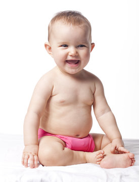happy baby with washable diapers