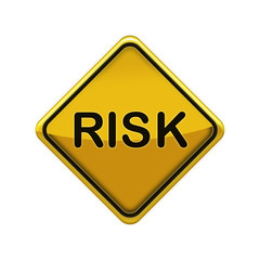 Risk yellow traffic road sign