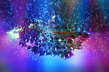 fiber cable serve with technology - obrazy, fototapety, plakaty