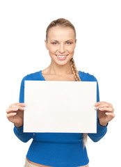 Fototapeta premium woman with blank board
