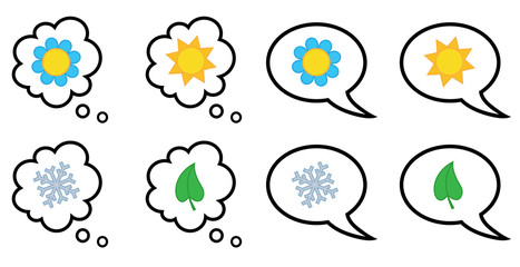 Seasons or weather speech and thought bubbles