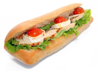 Sandwich poulet fromage isolé