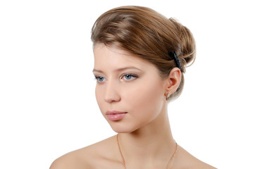 Obraz premium The young beautiful girl with a natural make-up