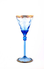 graceful blue wine glass for on  white background