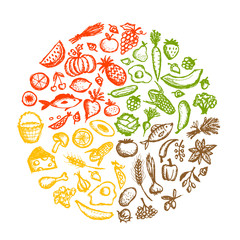 Healthy food background, sketch for your design