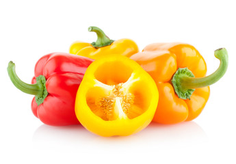 colorful paprika peppers isolated on white background