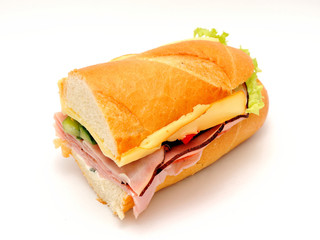 Sandwich with ham and cheese.