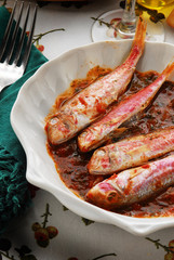 Triglie al pomodoro Mullets in tomate sauce