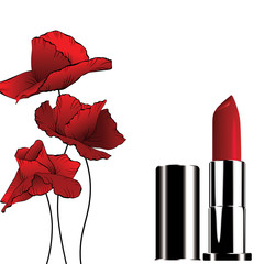 lipstick and red poppy