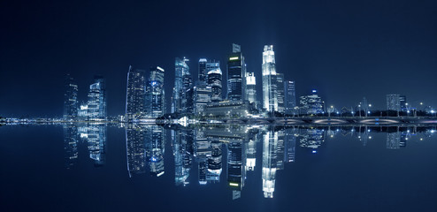 Singapore Skyline at night - obrazy, fototapety, plakaty