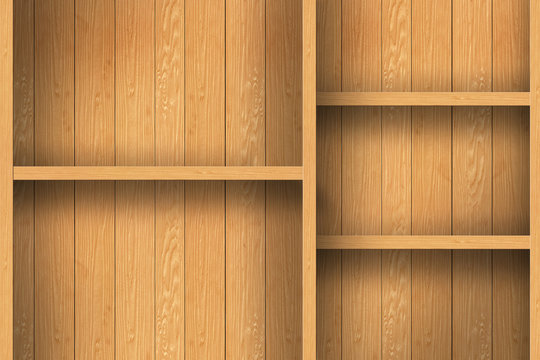 Empty wood shelf.