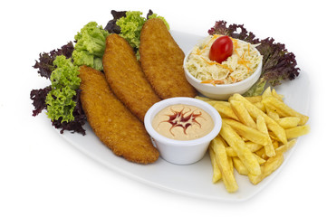 Big Escalope plate with fries and salad