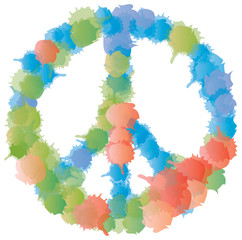Symbole Peace and Love - Taches colorées