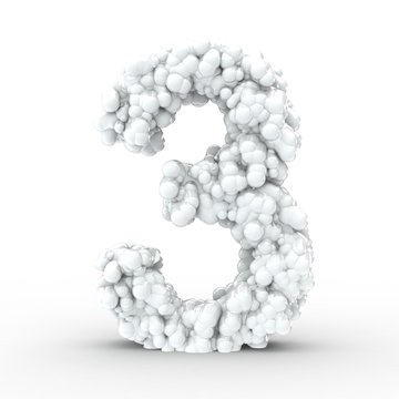 Texteffekt Molek&uuml;le weiss Zahl 3