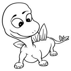 Little Dragon - Black and White Cartoon Illustration