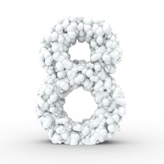 Texteffekt Moleküle weiss Zahl 8