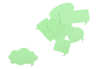 the thought of old paper isolated on white