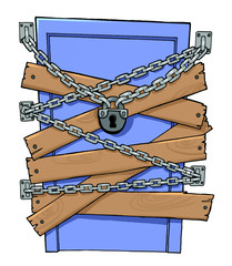 a chaine on a closed door