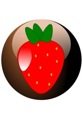 Button with strawberry