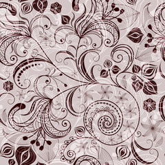 Seamless brown floral pattern