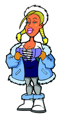 a girl in winter clothes
