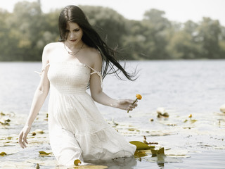 Romantic female outdoors portrait