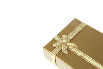 gift box with golden ribbon isolated on white background