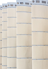 Blue Stripes on White Columns