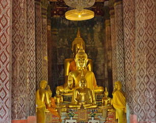 Buddha image with ancient mural background