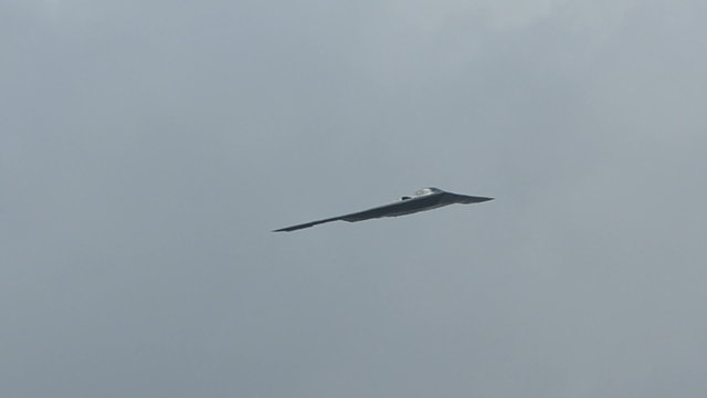 Modern US stealth bomber in flight