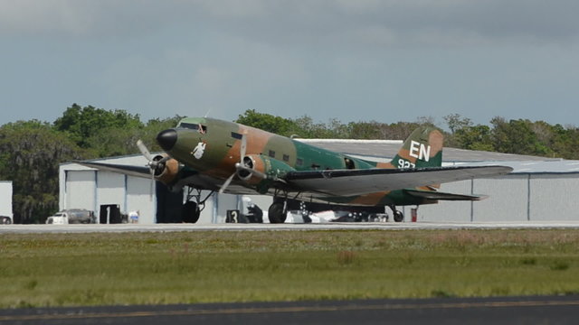 Old military transport airplane